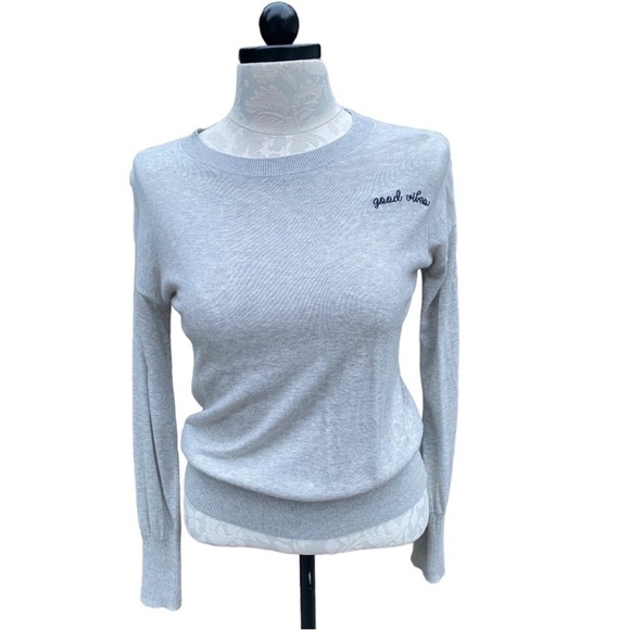 GAP Sweaters - 😎GAP “Good Vibes” Gray Sweater Size XS